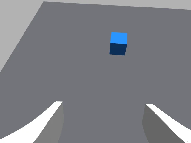 Wrist RGB camera view of the Piper workspace and target cube at 25.047 seconds