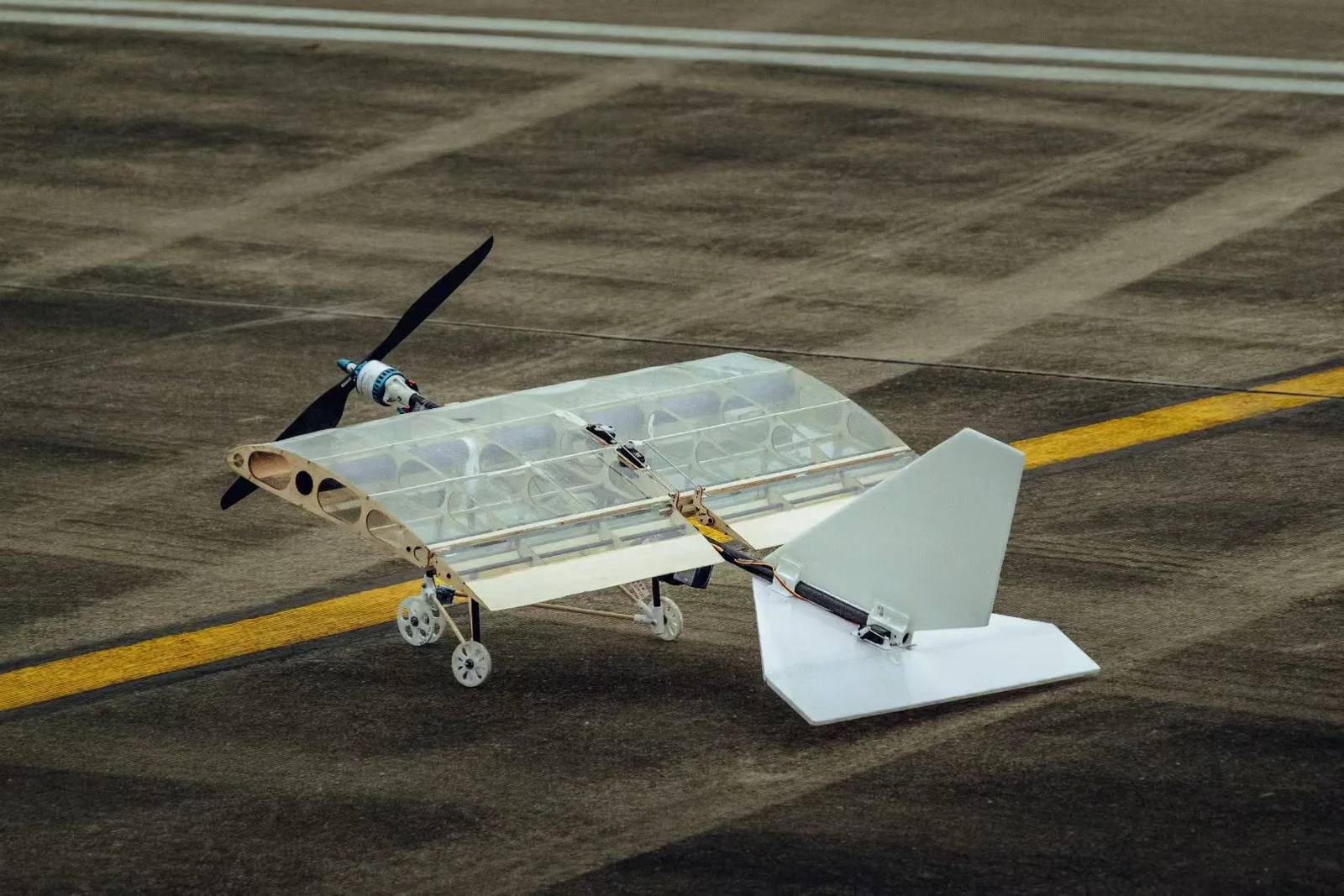 Final lightweight STOL UAV photographed on the competition runway